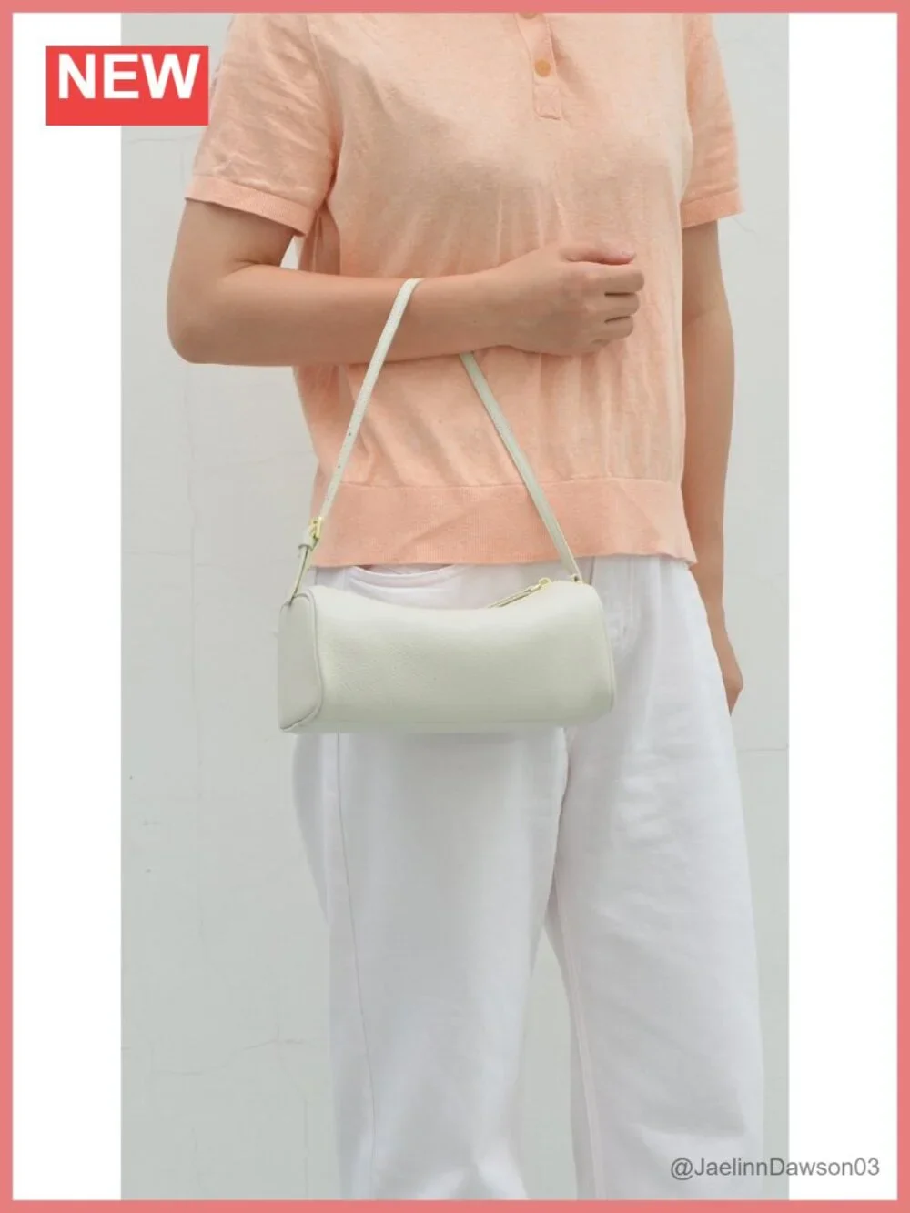 Premium Full Grained Leather Hobo Barrel Crossbody Bag with Adjustable Strap